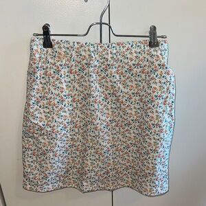 White Floral Mini Skirt